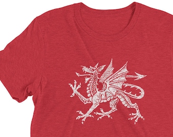 Welsh Red Dragon Tri-Blend Camisa, Regalo galés, Camisa de Gales, Camisa galesa, Camisa de rugby galés para hombres, Kit de fútbol femenino, Regalo de cumpleaños galés