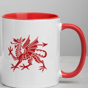 Welsh Dragon Mug w / Color Inside Welsh Rugby Gifts Welsh Flag Wales Mug Valentines Day Birthday Birthday Mug for Rental Property (en anglais)