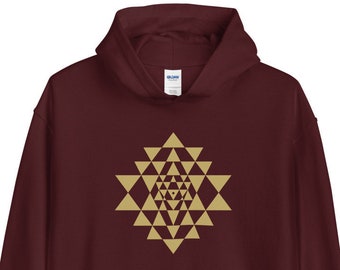 Moletom com capuz Sri Yantra, moletom com capuz para ioga, moletom com capuz de geometria sagrada, moletom com capuz psicodélico, moletom com capuz espiritual, moletom com capuz de meditação, moletom com capuz de chakra