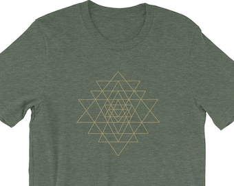 Sri Yantra camisa geometría sagrada hombres mujeres niñas regalos espirituales Valentines día Yoga regalo de manga corta unisex camiseta