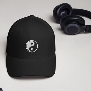 Yin Yang Hat, Sacred Geometry Hat, Tao Hat, Flow Arts Hat, Yoga Hat, Meditation Hat, Cool Hats for Men, Flexfit Structured Twill Cap