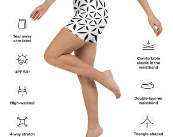 Sacred Geometry Yoga Shorts, Geometric Yoga Shorts, Psychedelic Yoga Shorts, Yoga Teacher Shorts