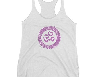 Om Débardeur Femme Racerback Débardeur Vêtements de Yoga pour Femmes Yoga Débardeur pour Filles Aum Om Chemise Spirituelle Idée Cadeau Méditation Chemise