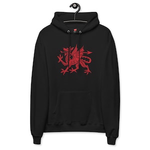 Welsh Red Dragon Hoodie, Welsh Rugby Hoodie, Wales Hoodie, Unisex Hanes Fleece Hoodie