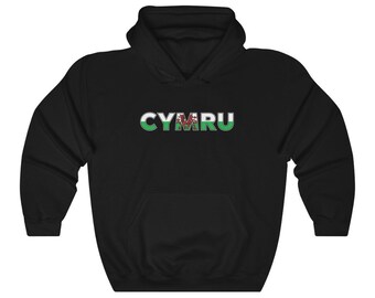 Cymru Hoodie, Wales Hoodie, Welsh Dragon Hoodie, Welsh Rugby Gift, Unisex Heavy Blend Hooded Sweatshirt