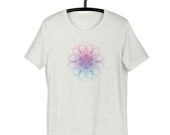 Sacred Geometry Shirt, Seed of Life Shirt, Chakra Shirt, Psychedelic Shirt, Pink Purple and Blue Gradient Visionary Art Shirt