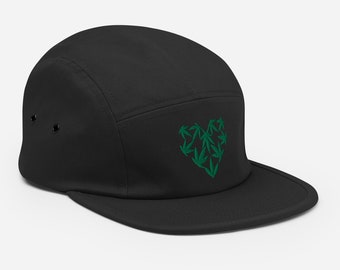 Leaf Heart Hat, Cannabis Five Panel Cap, Medical Marihuana Hat, CBD Hat, Hennep Leaf Hat, Reggae Hat, One Love Hat