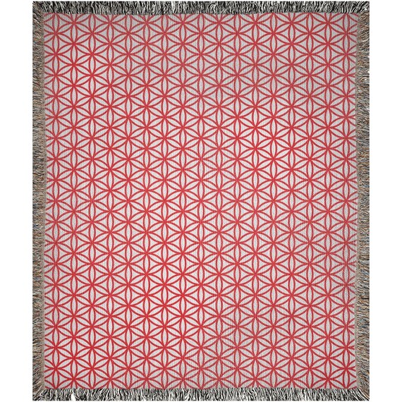 赤い生命の花のブランケット、美しいスローブランケット、幾何学模様