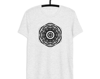 Helig geometri-tröja, livets frö-tröja, livets blomma-tröja, psykedelisk tröja, visionär konst-tröja, festival-tröja med kort ärm