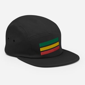 Reggae Hat, Green Gold Red Stripe Hat, One Love Hat, DJ Hat, Rastafari Hat, Rasta Five Panel Cap,