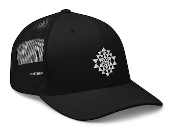 Sri Yantra Trucker Cap, Sombrero de Geometría Sagrada, Sombrero Psicodélico, Sombrero de Festival, Sombrero de Yoga, Sombrero de Meditación, Sombrero de Playa, Sombrero Fresco para verano