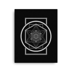 Metatrons Cube Canvas Wall Art, Sacred Geometry Art, Golden Ratio Line Art, Geometric Art, Psychedelic Art, Visionary Art, 16x20 and 24x36