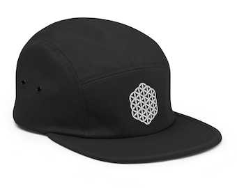 Gorra de cinco paneles Flor de la Vida, Sombrero de Geometría Sagrada, Sombrero Psicodélico, Sombrero de Festival, Sombrero de DJ, Sombrero de Yoga