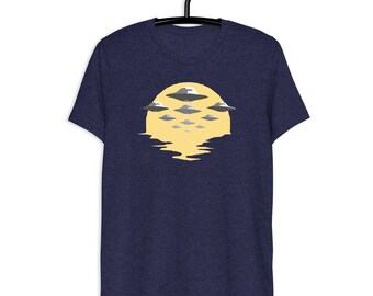 UFO shirt, vliegende schotel shirt, buitenaardse ontvoering shirt, geloof shirt, ruimte shirt, astronaut shirt, strand shirt, zonsondergang shirt