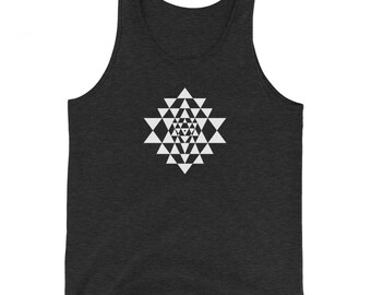 Camiseta sin mangas Sri Yantra, camiseta espiritual sin mangas, hombres tanque de yoga, camiseta sin mangas psicodélica, camiseta sin mangas de geometría sagrada para el verano