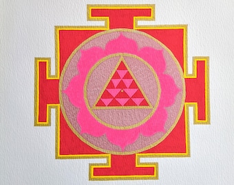 Mars Yantra 8x8 Watercolor Painting