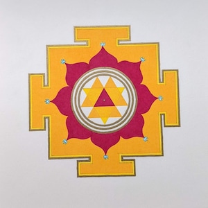 Pintura em aquarela Durga Yantra 8x8