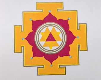 Durga Yantra 8x8 Watercolor Painting