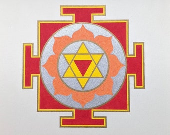 Bagla Mukhi Yantra 8x8 Watercolor Painting