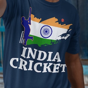 India Cricket T-Shirt With Indian Flag & Brush Stroke | Cricket Champions | India Cricket Jersey | India Supporter