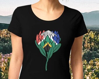 Protea Flower South Africa Flag Women’s T-Shirt | National Symbol | South African Sport