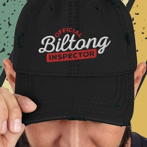 Official Biltong Inspector Distressed Dad Hat | Dry Wors | South Africa Braai | Lekker Kos | Funny
