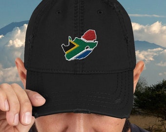 South Africa Flag Map Pride Distressed Dad Hat