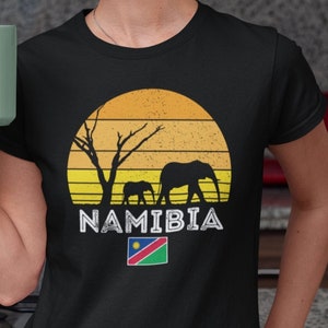 Namibia Elephant Safari Sunset T-Shirt | Vintage Sunset | Desert Elephant Namibia