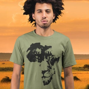 Afrikanisches Löwen-Gesicht T-Shirt | Safari Kultur | Afrika Landkarte | Afrikanische Löwensafari