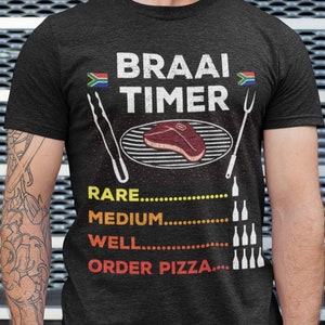 Braai Timer Funny T-Shirt | African BBQ | South African Family | South Africa Flag