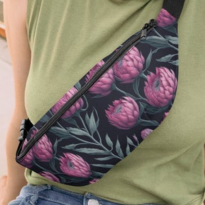 Protea Flower Pattern Fanny Pack | South Africa National Flower | National Sport Symbol | King Protea