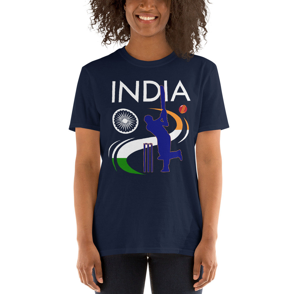 India Cricket Tshirt With Indian Flag & Brush Stroke Etsy