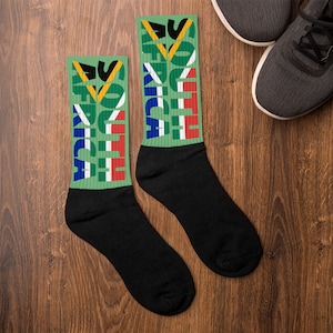 Calcetines de la bandera de Sudáfrica / Cartas sudafricanas / Apoyo sudafricano y Patriota