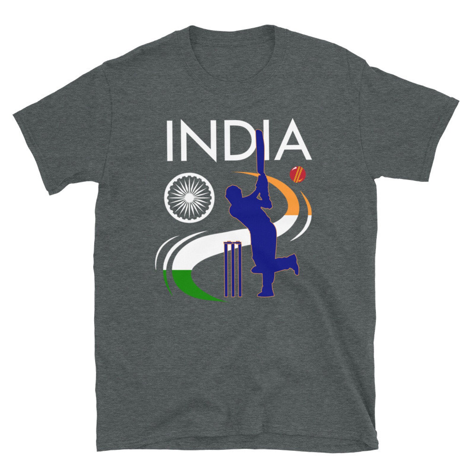 India Cricket Tshirt With Indian Flag & Brush Stroke Etsy