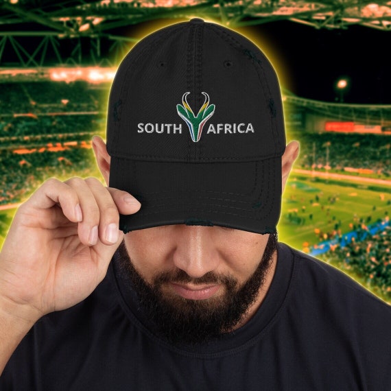 Casquette Rugby Vintage Springboks Afrique Du Sud - Vert Or Brodé Réglable