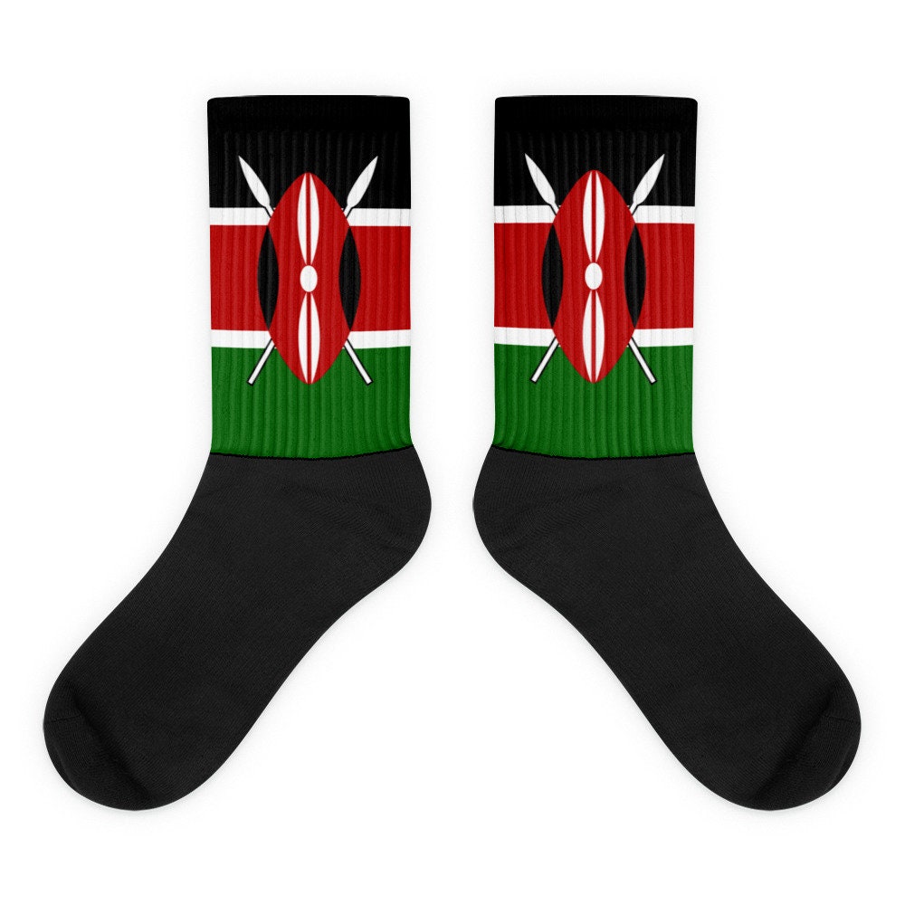 Kenya Flag Socks Maasai Shield & Two Crossed Spears Africa Etsy