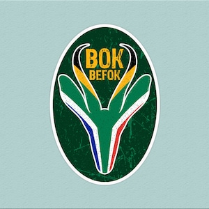 Bok Befok Springbok Face South Africa Flag stickers | Hier Kom Die Bokke | Lekker Boet