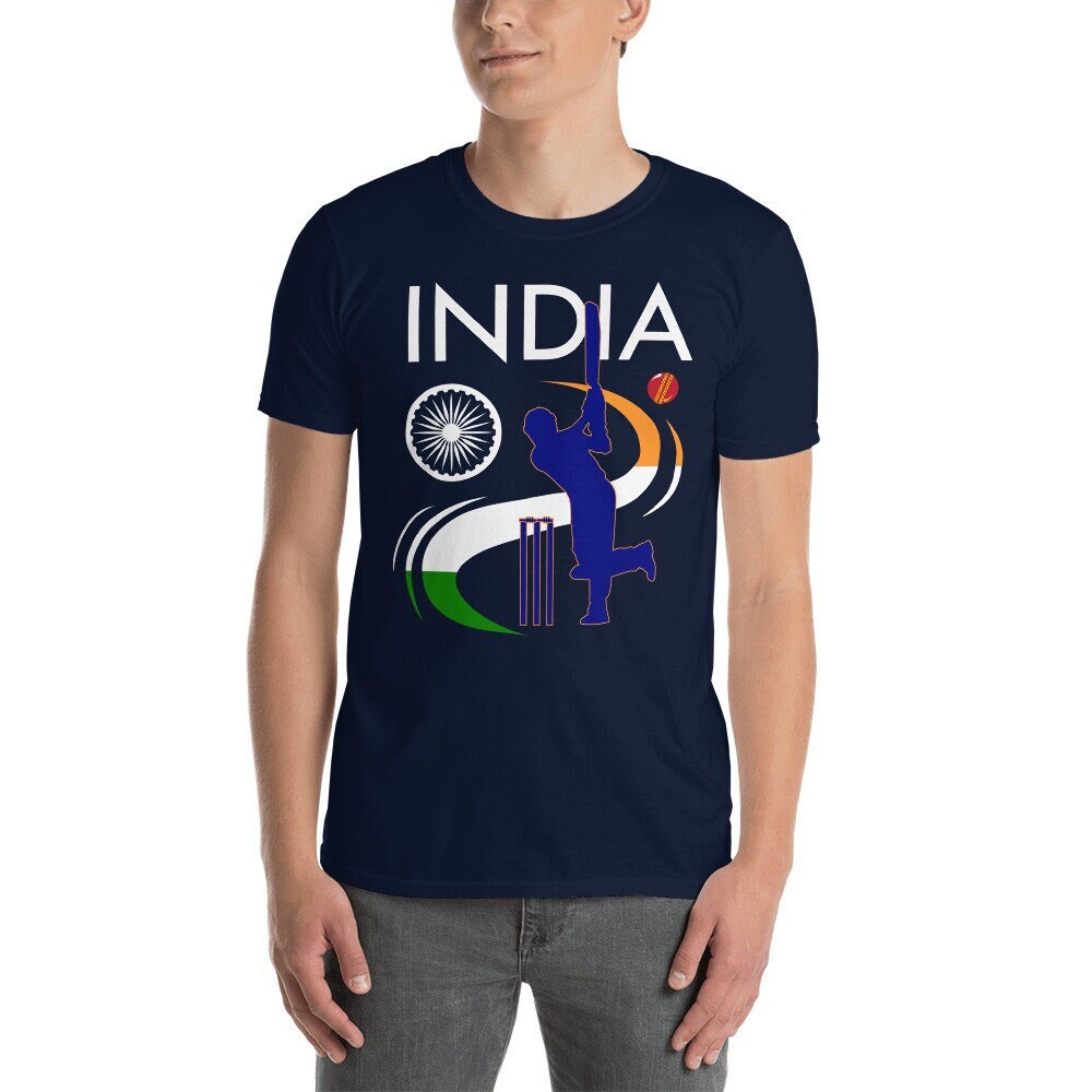 India Cricket Tshirt With Indian Flag & Brush Stroke Etsy