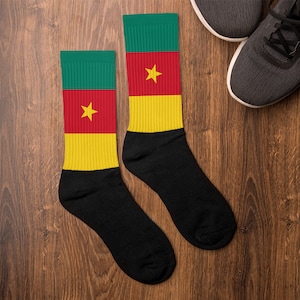 Cameroon Flag Socks | Africa Safari | Rasta Colors | Cameroon Vintage Flag