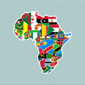 Africa Continent Map Sticker with Country Corresponding Flags | African Pride