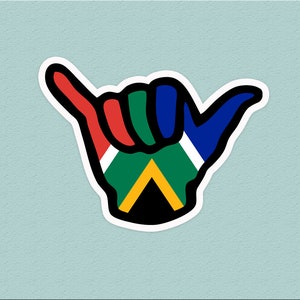 South Africa Hang Out Sticker | Shaka Hand | Chill Bru | South African Flag