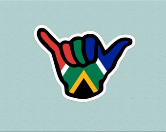 South Africa Hang Out Sticker | Shaka Hand | Chill Bru | South African Flag