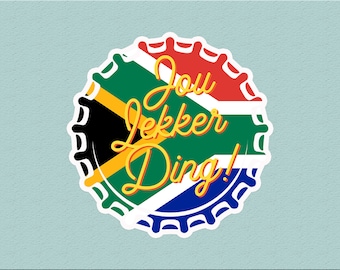 Jou Lekker Ding Sticker | Funny Bottle Cap South African Flag | Afrikaans Phrase