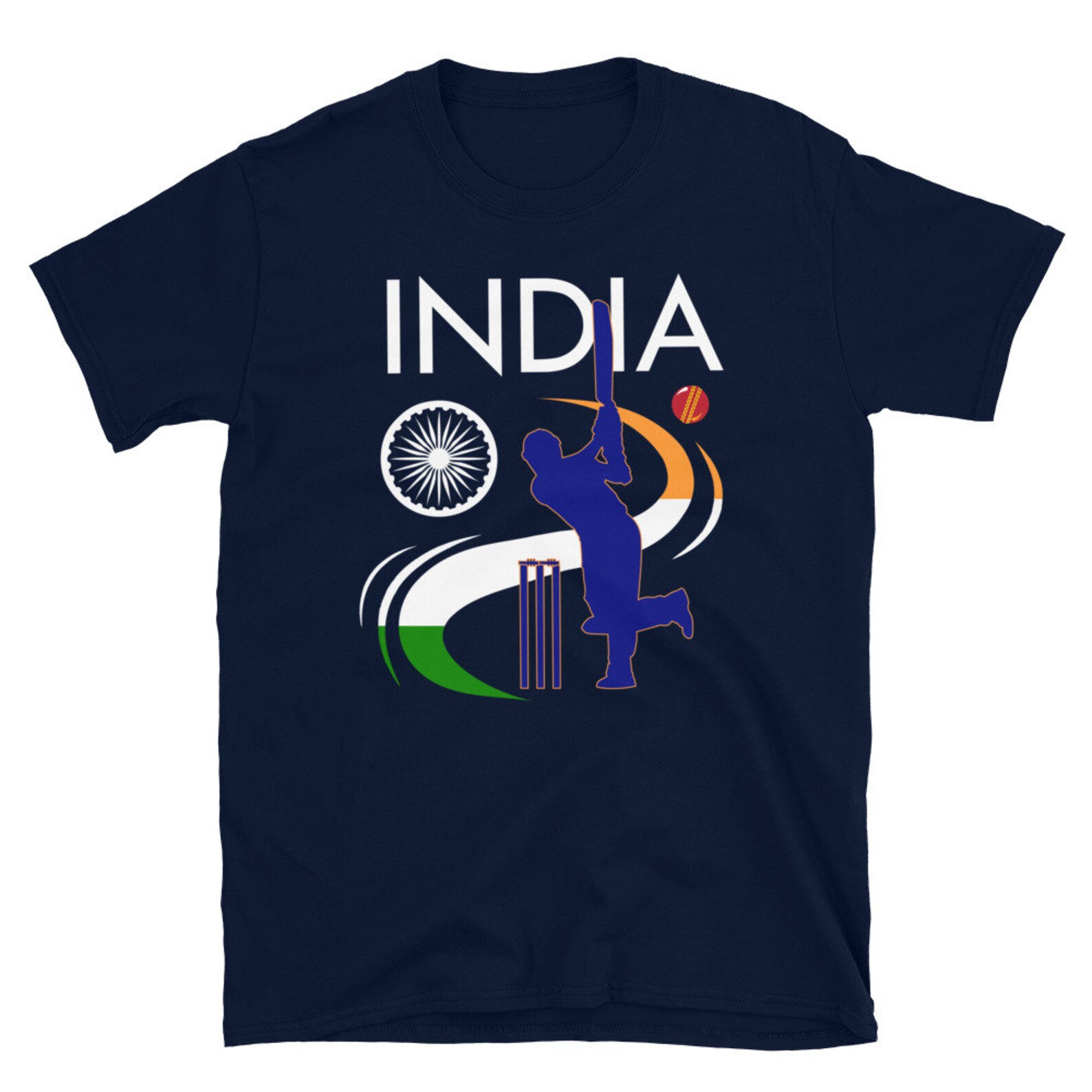 India Cricket Tshirt With Indian Flag & Brush Stroke Etsy