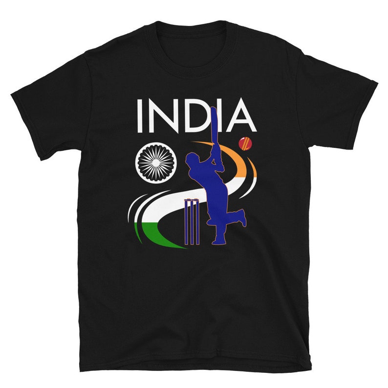 India Cricket Tshirt With Indian Flag & Brush Stroke Etsy