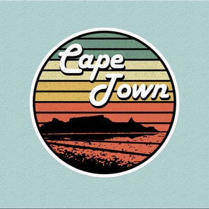 Adesivo vintage Cape Town Table Mountain South Africa - perfetto per laptop, auto, bottiglie d'acqua, album di ritagli e altro ancora
