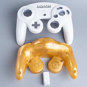 GameCube Custom Controller Shells ~ White and Gold ~ Custom Painted Shells for OEM Gamecube Controllers
