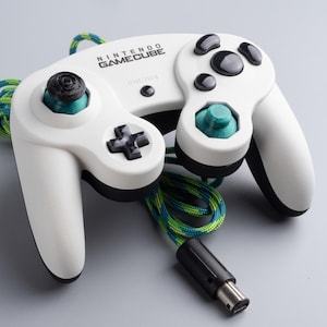 GameCube Custom Controller ~ White and Slate ~ Custom Painted T3 OEM Nintendo GameCube Controller