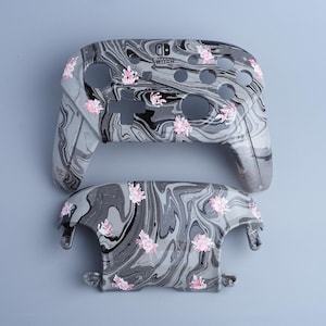 Switch Pro Controller / Shells ~ Granite and Flowers ~ Custom Painted Shells for Official Nintendo Pro Controllers