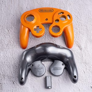 Orange and Silver - Custom Painted GameCube Controller Shells